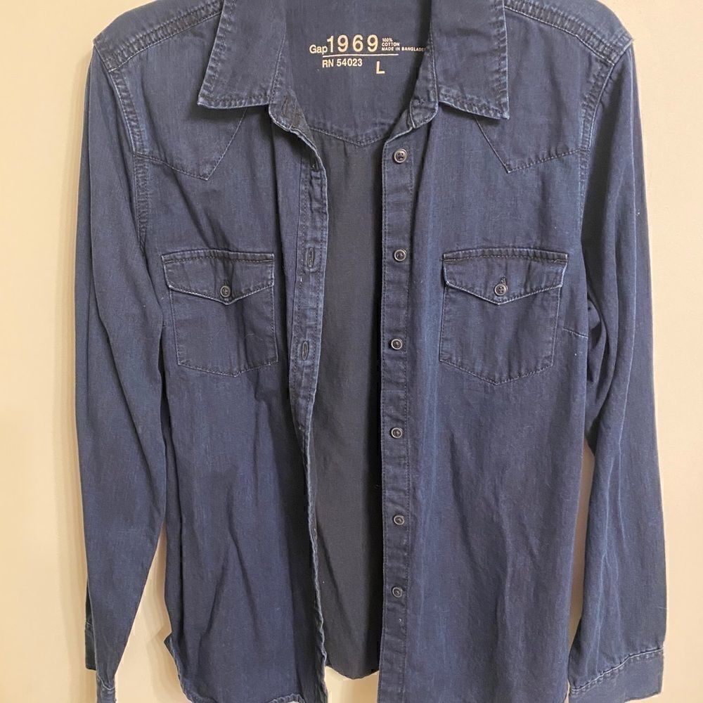 Vintage Gap western denim fitted shirt L